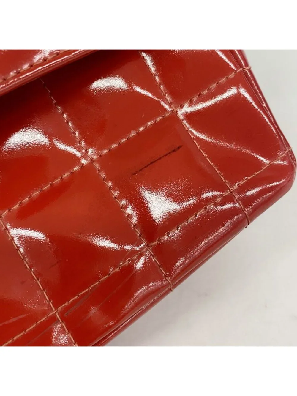 Chanel Shoulder Bag 2.55 Choco Bar Patent Leather Red Silver